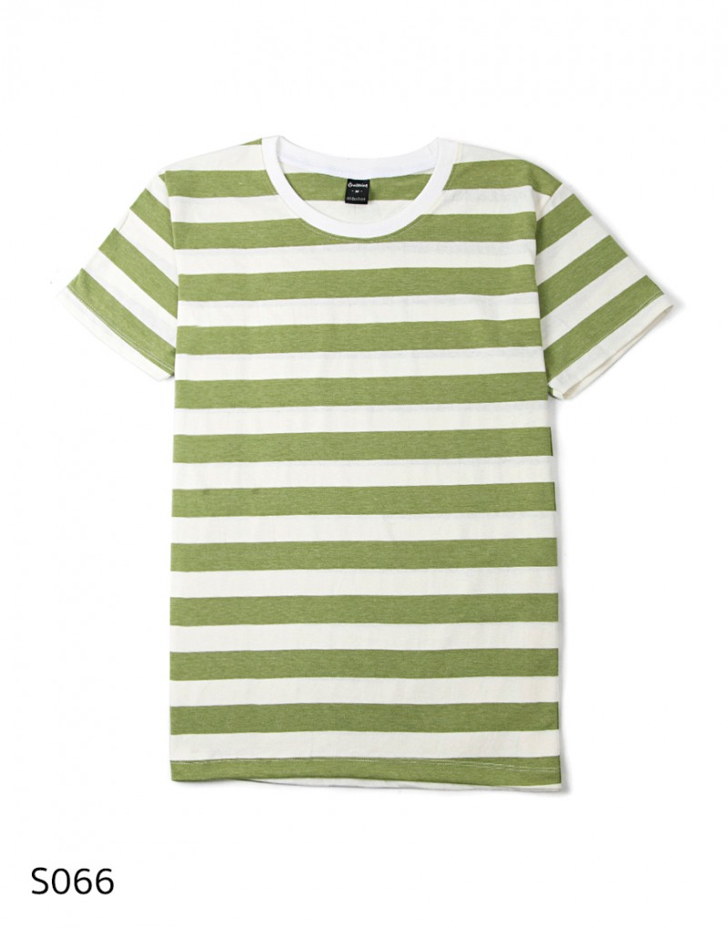เสื้อยืดคอกลมลายทาง S066 (สีน้ำเงินกรีนที)