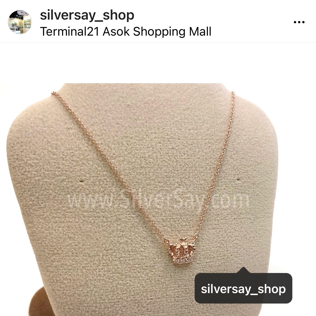 สร้อยคอพร้อมจี้มงกุฎฝังเพชรสวิสแถวครึ่งวง/สีทองชมพู
