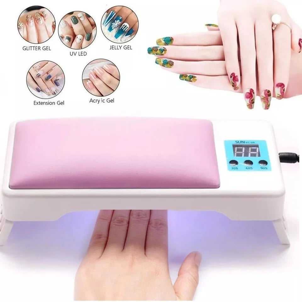 เครื่องอบเล็บเจล UV/LED แบบมีหมอนรองมือในตัว 72w