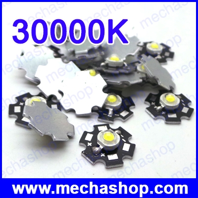 ชิป LED 1W High Power พร้อมฮีตซิงค์ 20mm base แสงสีขาวอมฟ้า 30000K 3.2V-3.8V