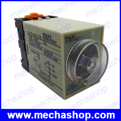 เครื่องหน่วงเวลา ตั้งเวลาแบบอนาล็อก พร้อมฐาน AC220V Tiger Delay Timer Relay Power Off 0-3Min ST3PF With Base