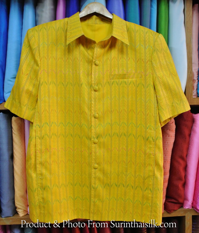 เสื้อซาฟารี คอปก เสื้อผ้าไหมพื้นเมืองสุรินทร์ รหัส DRH-046