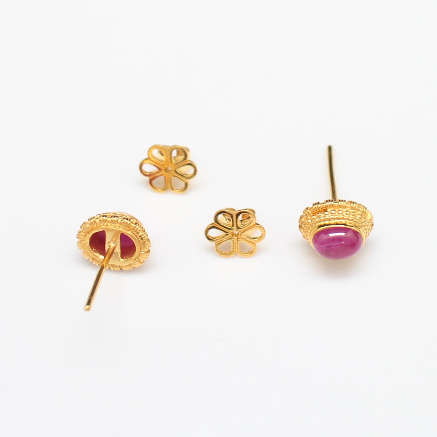 ER25057 ต่างหูทับทิมล้อมจั่นมะพร้าว ทองแท้ 90% นน.รวม 5.6 กรัม