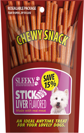 ขนมสุนัข SLEEKY ชิววี่สแน็ค รสตับ (แบบแท่ง-ห่อใหญ่ 175 กรัม)