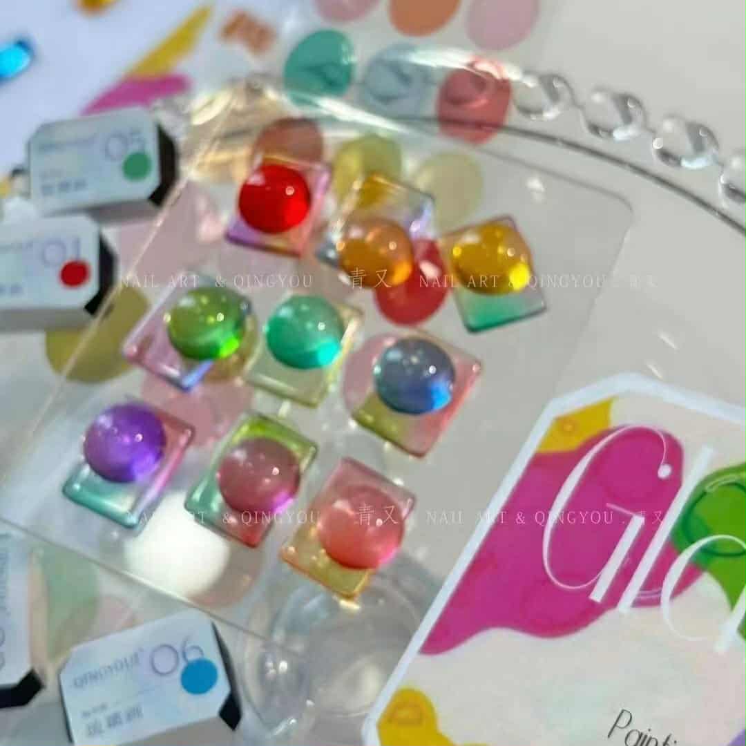 เจลเพ้นท์เล็บ เจลไซหรับ QINGYOU GLAZED สีลูกกวาด เนื้อแก้วใส วาวฉ่ำ