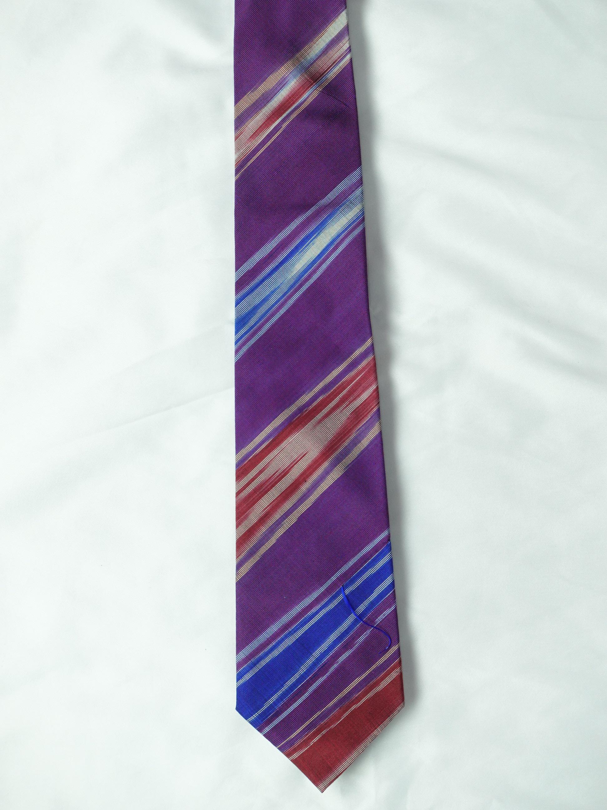 เนคไทผ้าไหม ลายพื้นเมือง ลายริ้ว ขนาดกว้าง 3.0นิ้ว สีม่วง ND-NY-012468113