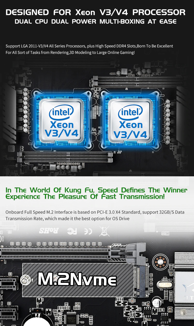 Set JINGSHA X99 Dual CPU + E5-2620 v3