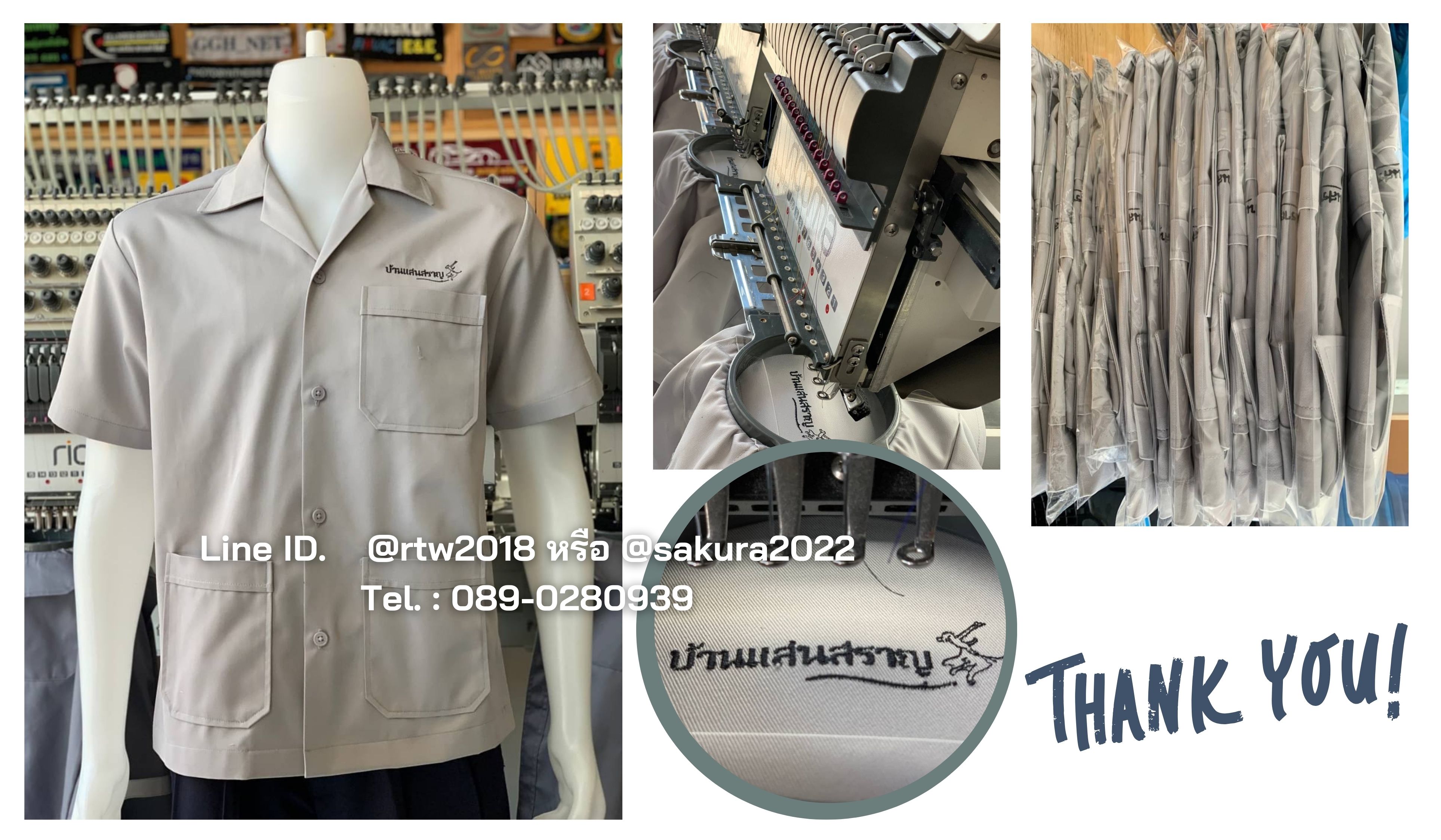 รหัส A1.14 : เสื้อช่างแขนสั้นผ้าคอมทวิวสามกระเป๋าสีเทาอ่อนล้วน