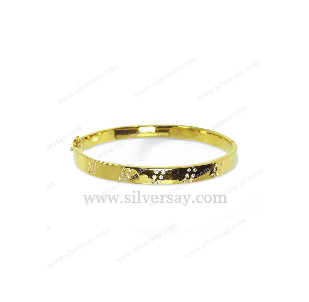 กำไลทองคำแท้ 18k -Yellow gold ฝังเพชรแท้/ล็อคปิด-เปิดได้