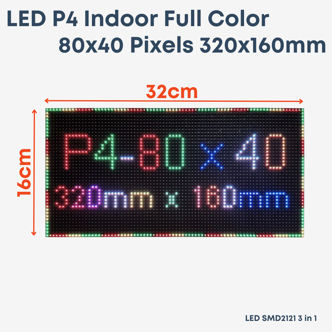 LED P4 Indoor RGB 80x40 Pixels ขนาด 320mmx160mm โมดูลจอแสดงผล LED RGB Panel