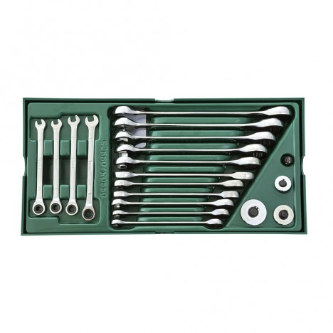 SATA 09908 ชุดถาดประแจเกียร์แหวนข้างปากตาย 19 ชิ้น ซาต้า