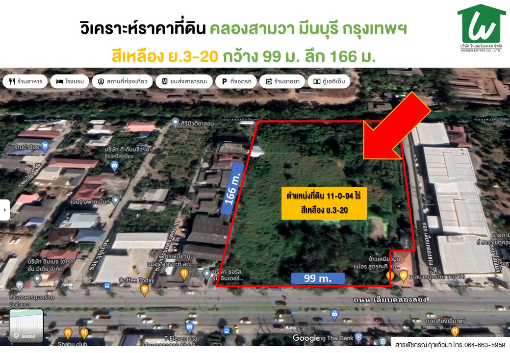 🏡SOLD OUT‼🏡 11ไร่ ติดถนนเลียบคลองสอง ตรงข้ามสำนักงานเขตคลองสามวา หน้าซาฟารีเวิลด์ เหมาะทำจัดสรร กว้าง 99 ม ลึก 166 ม ติดแหล่งชุมชนใหญ่