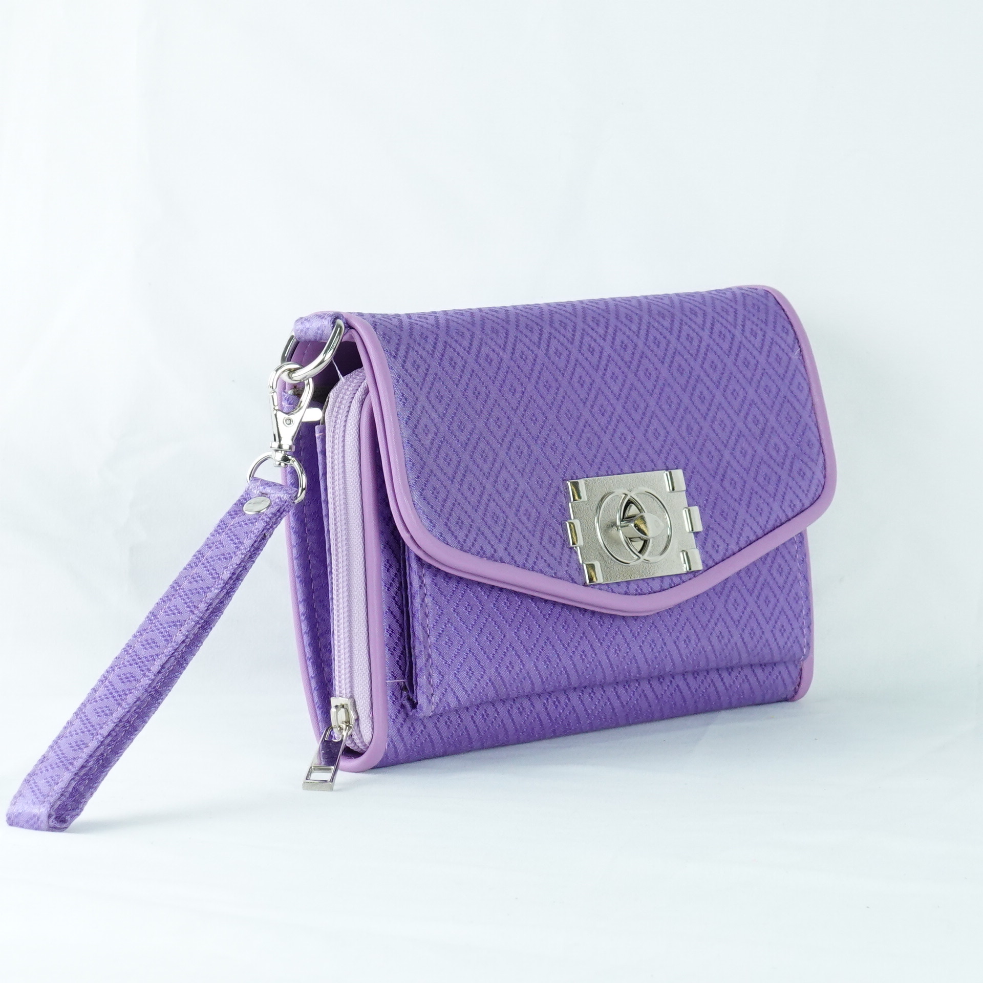 กระเป๋าถือไหมแท้ทรงคลัทช์ พร้อมสายสะพาย ขนาด 15x20ซม.สีม่วง รหัส GO-TT-060568161