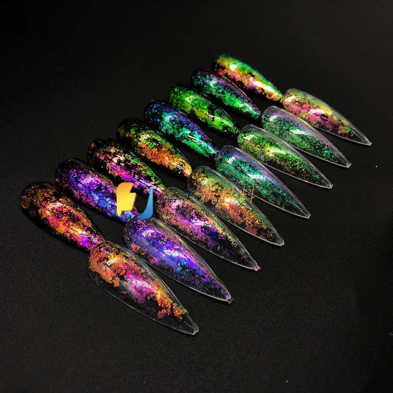 กลิตเตอร์ออโรร่า สำหรับตกแต่งเล็บ ผงออโรร่า เนื้อโปร่งแสง 6สี/เซต