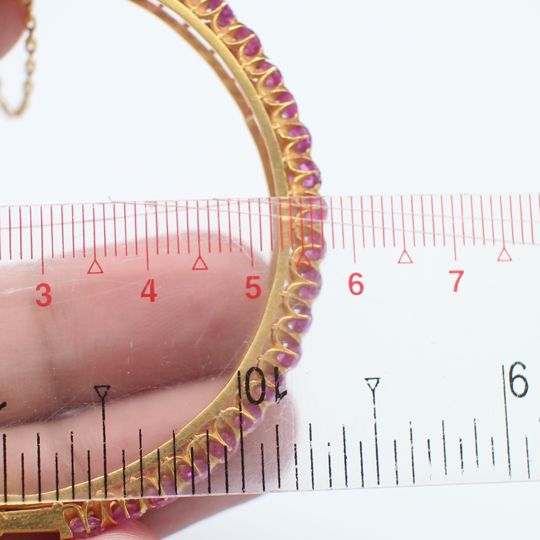 BL25109 กำไลทับทิมพม่ารอบวง ทองแท้ 90% นน.รวม 17.6 กรัม เส้นผ่านศูนย์กลาง 5.3 ซม. มีสายทิ้ง