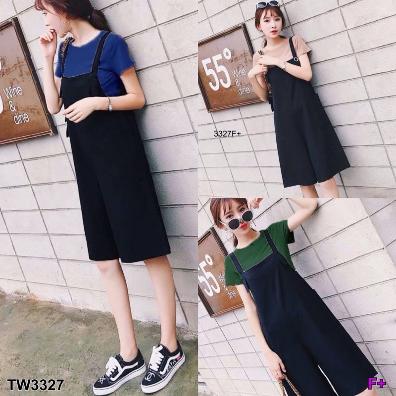 เซท เสื้อยืดแขนสั้น กับเอี๊ยมขาบาน 4 ส่วน TW3327