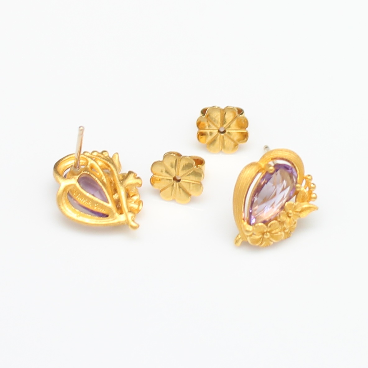 RG250211 ชุดอะเมทิส แหวน จี้ ต่างหู Primagold ทองแท้ 99.99% นน.รวม 19 กรัม แหวนไซส์ 52