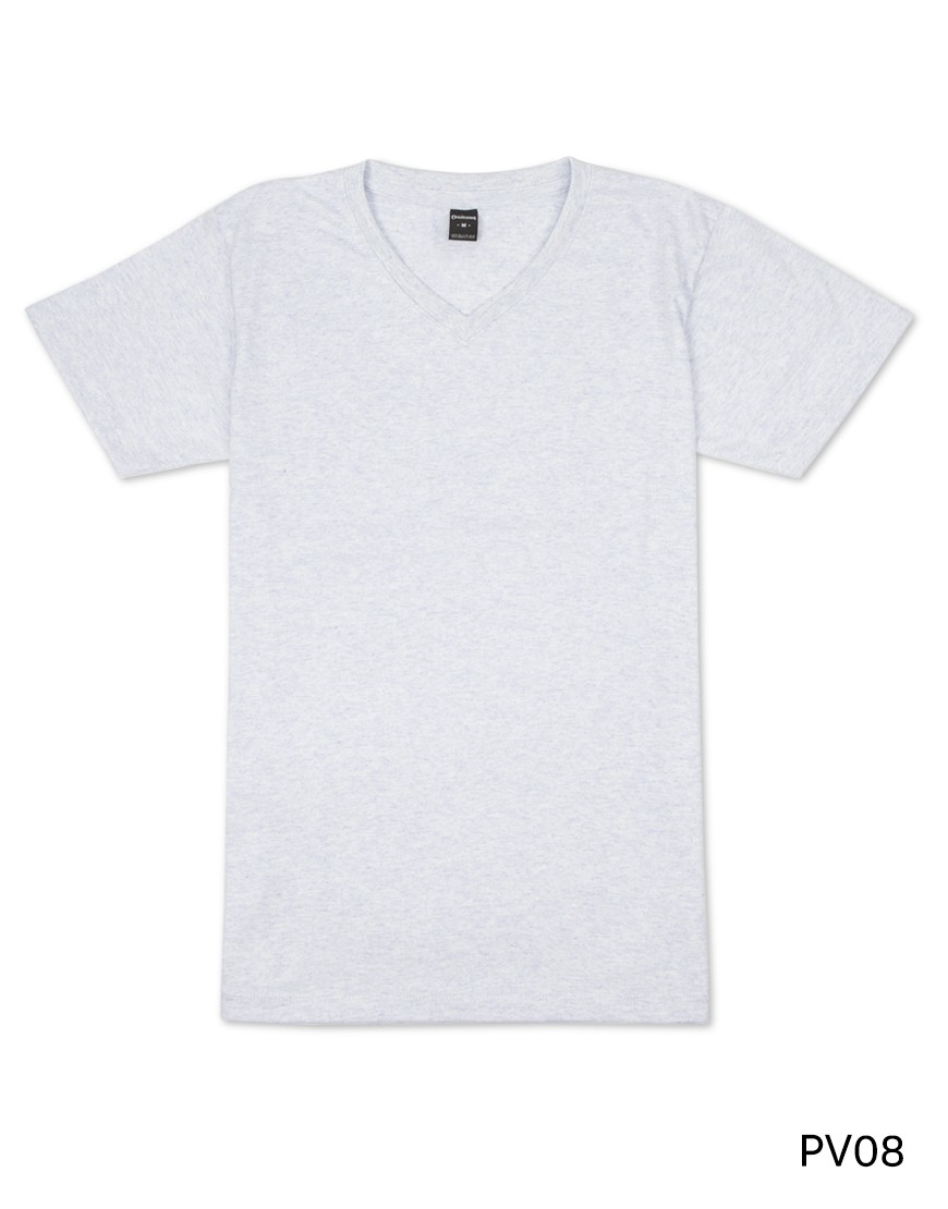 เสื้อยืดคอวีเรียบ Pv08 สีฟ้าฟอก