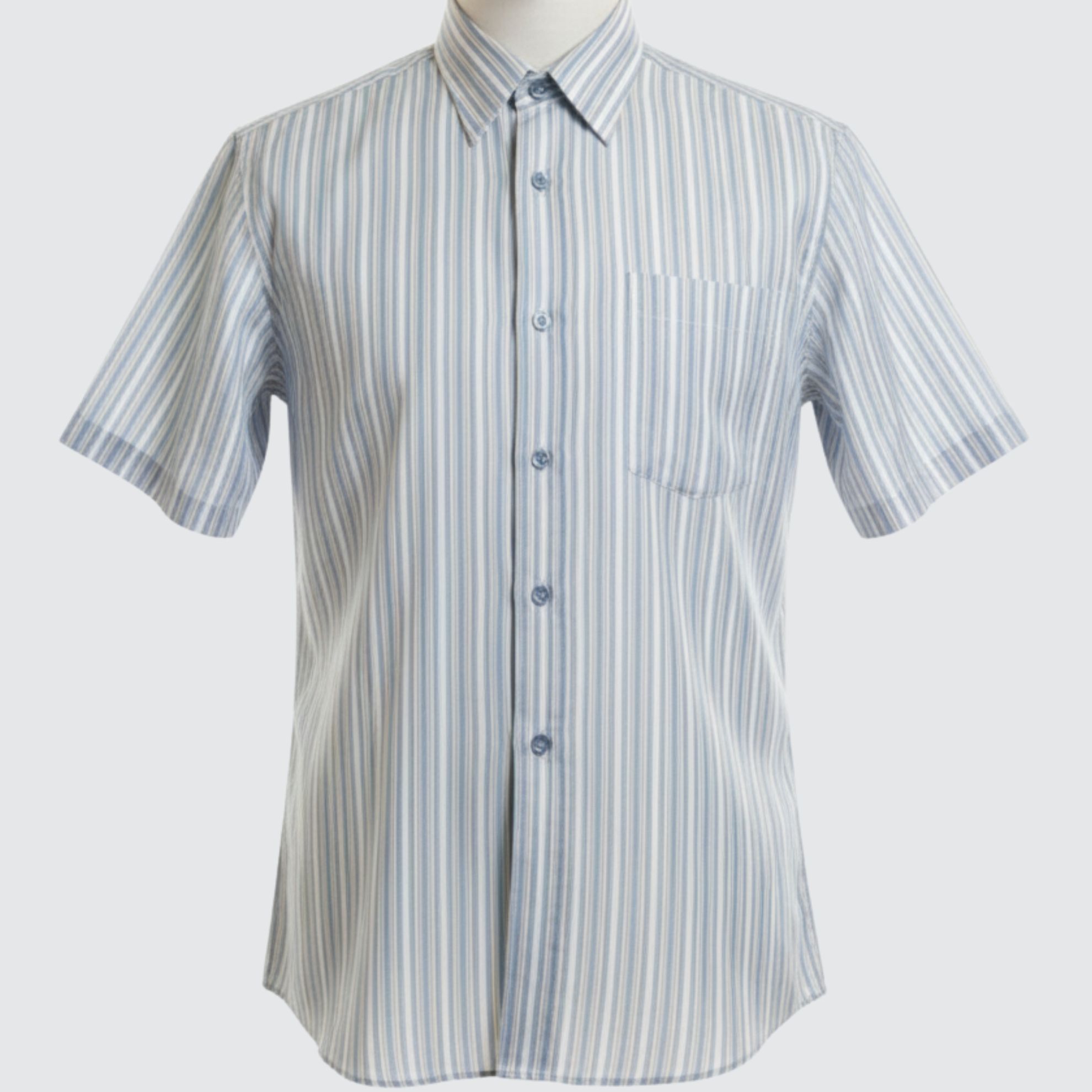 เสื้อเชิ้ต แขนสั้น ไหมลายริ้ว | ตัดเย็บตามรูปร่าง | เลือกสีผ้า ส่งไซส์ได้