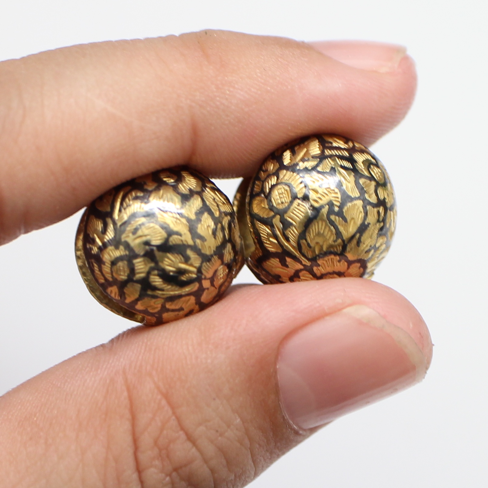 SI476 ต่างหูถมทองลูกงับ เงินแท้ 92.5% นน. 10.58 กรัม