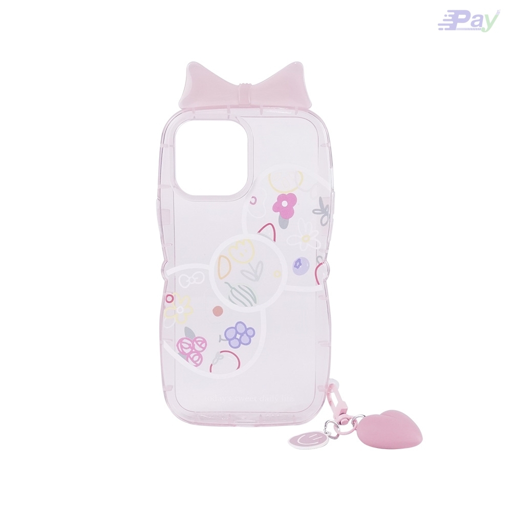 เคสโทรศัพท์ iPhone เคสมีโบว์ พร้อมพวงกุญแจรูปหัวใจ กันกระแทก สำหรับ11/12/12Pro/13/13ProMax
