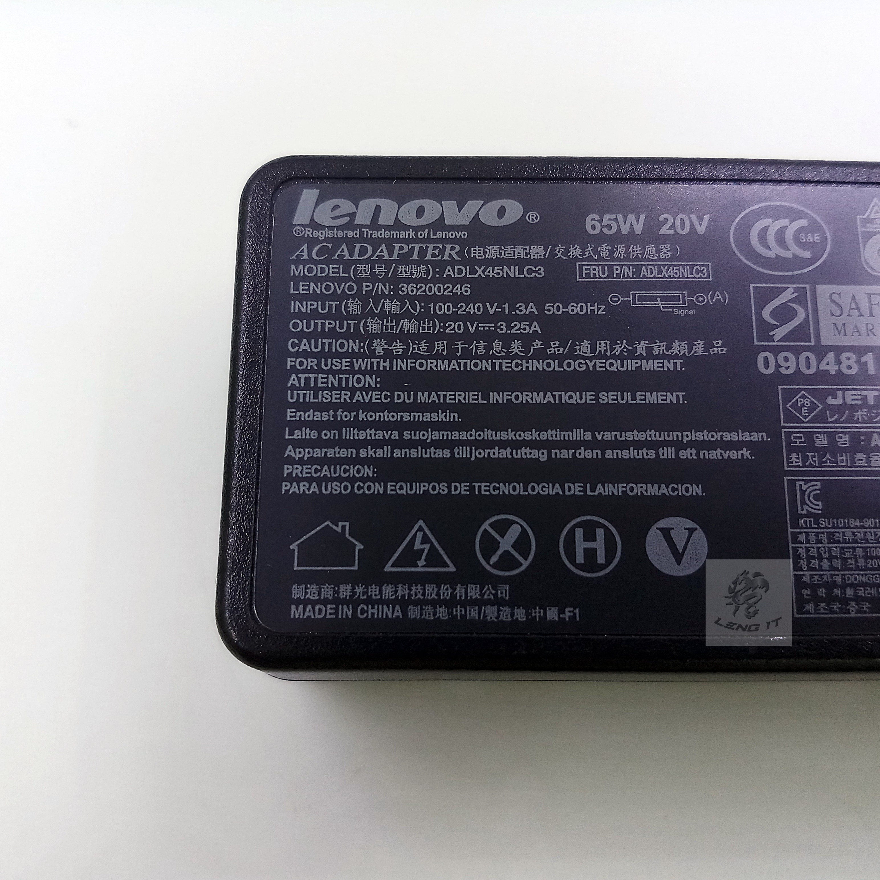 ADAPTER LENOVO 20V 3.25A 65W หัวUSB (ของเทียบ OEM)