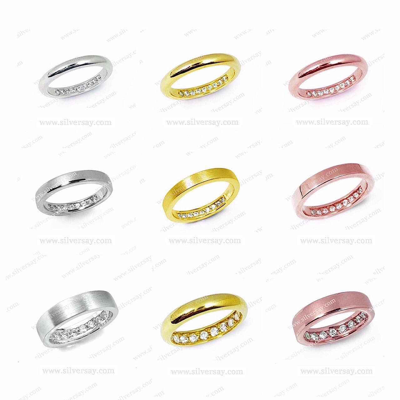 แหวนแก้เคล็ดซ่อนเพชรเก้าเม็ด/โมเดิร์น-วงหนา/สีทองคำขาว