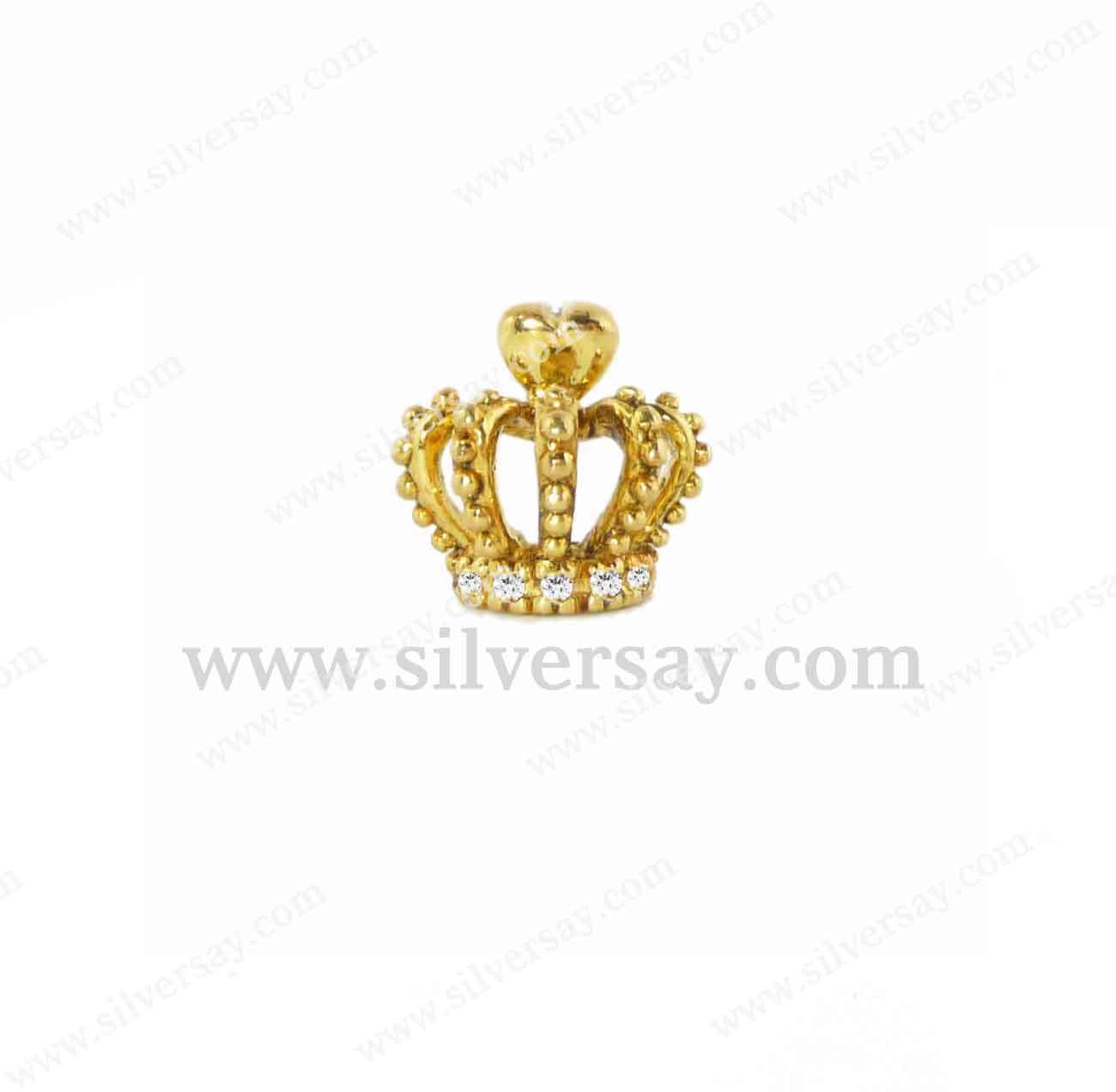 จี้มงกุฎฝังเพชรสวิสแถวครึ่งวง/สีทองคำ22k