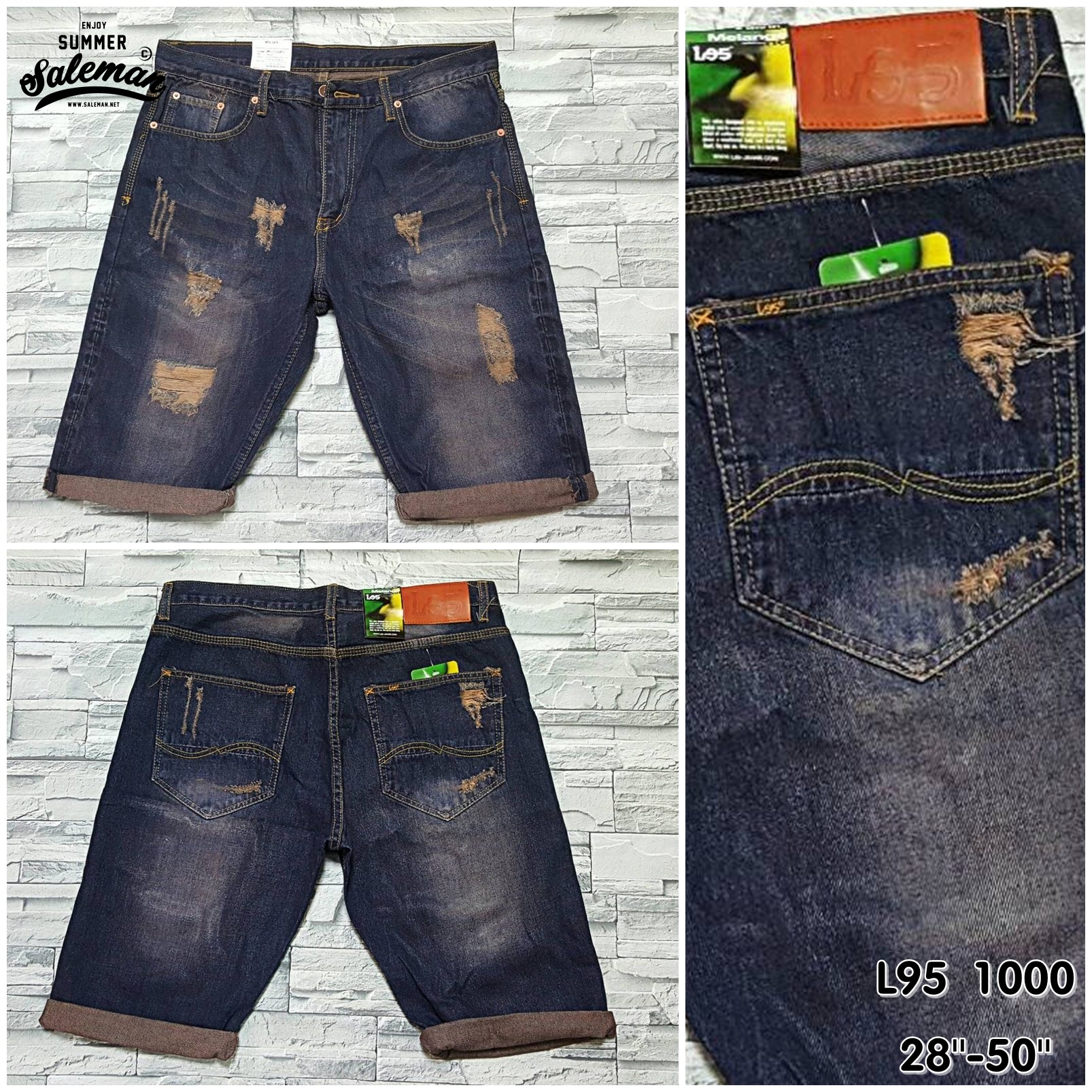 L95 1000 ขาด กางเกงยีนส์ขาสั้น ขายกางเกง กางเกงคนอ้วน เสื้อผ้าคนอ้วน กางเกงขาสั้น กางเกงเอวใหญ่