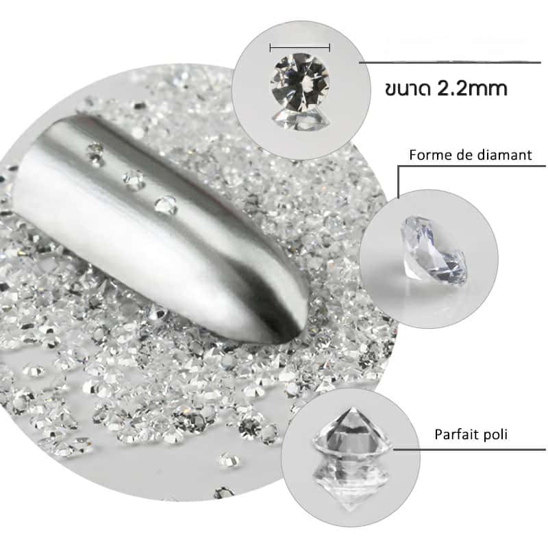 คริสตัลเล็บ เพชรติดเล็บ ขนาด2.2mm หลากสี สำหรับตกแต่งเล็บ เพ้นท์เล็บ DIY Nail Decoration