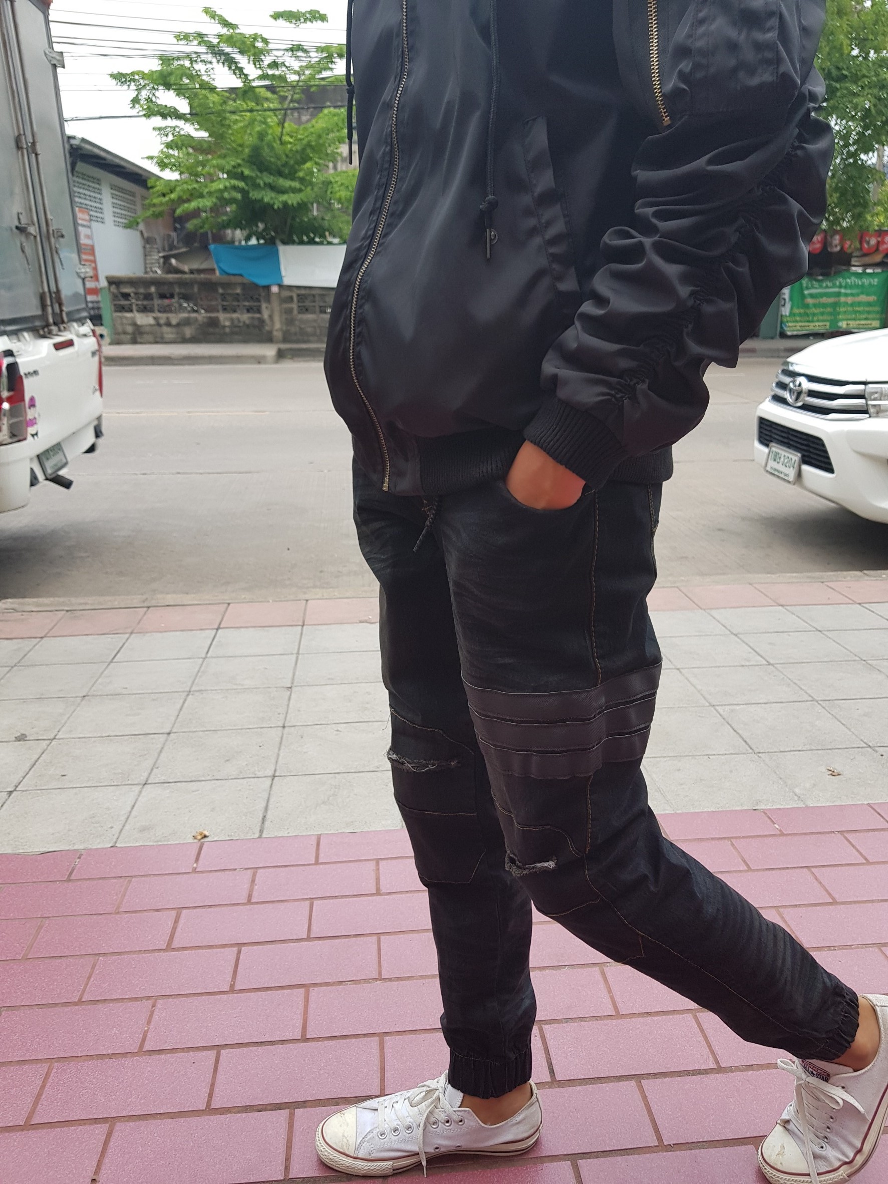 STRETCH JEANS JOGGER PANTS | ขาจั๊มยีนส์ยืด YM610 B
