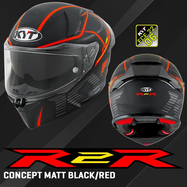 KYT รุ่น R2R Pro ลาย LED MATT BLACK/GREY *ยังไม่รวมชิวดำ*