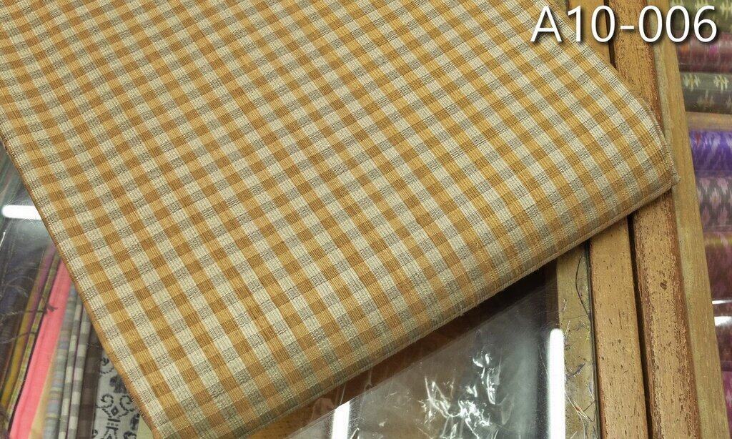 ผ้าไหมลายสก็อต ลูกฟูก สีเหลือง ขายตามความยาวหลา รหัส A10-006
