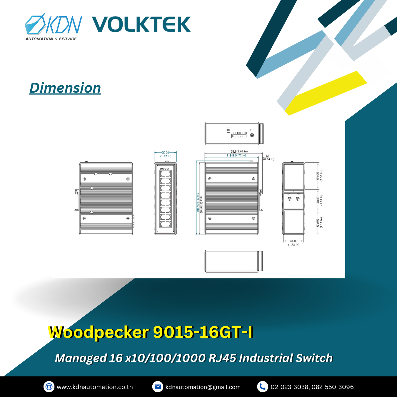 Woodpecker 9015-16GT-I Volktek Managed 16 x10/100/1000 RJ45 Industrial Switch