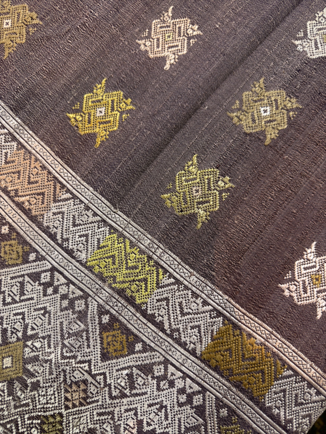 ซิ่นขิดไหม ต่อหัว ขนาด1x2เมตร สีน้ำตาล รหัส R4F-155-1246816