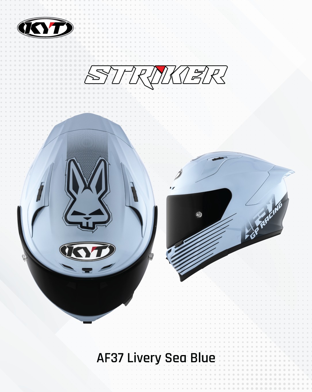 KYT รุ่น Striker ลาย AF37 LIVERY Sea blue *ยังไม่รวมชิวดำ*