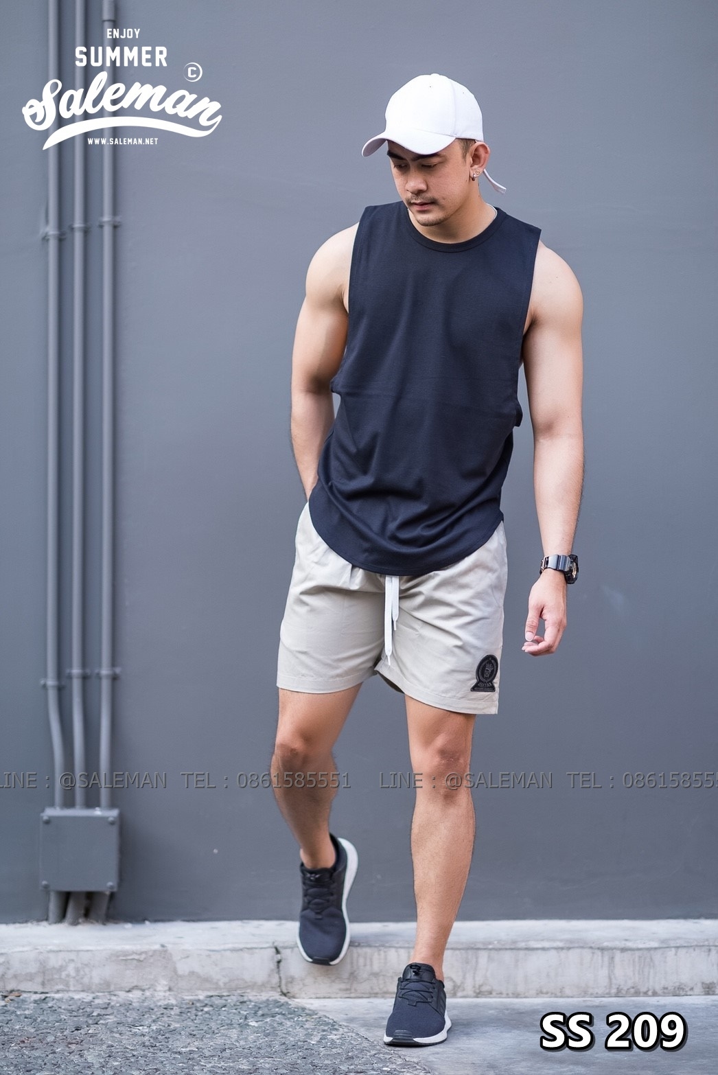 กางเกงขาสั้น พรีเมี่ยม ผ้า COTTON รหัส SS 209 สีเทาอ่อน