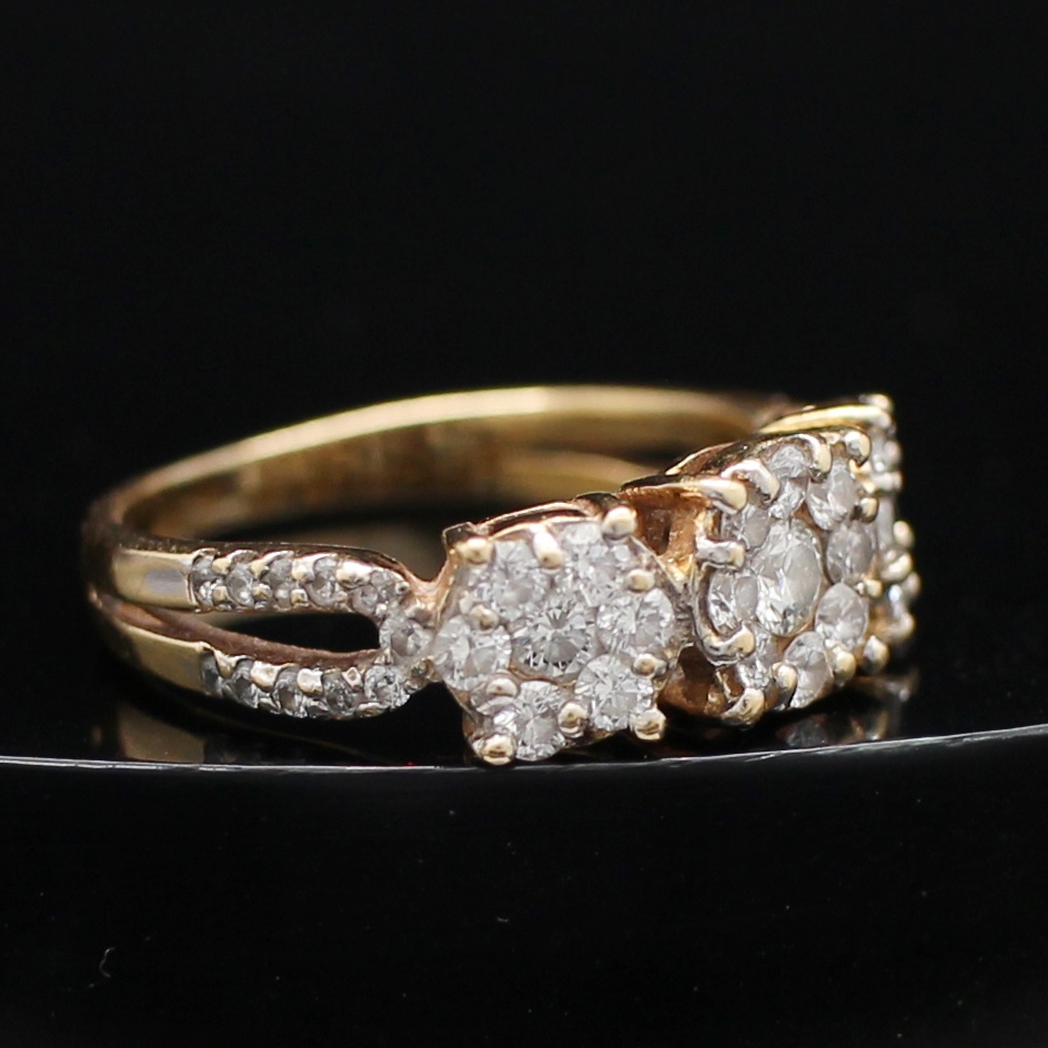 RG250071 แหวนเพชรกระจุก เพชรแท้ 1 กะรัต ทองแท้ 18k นน.รวม 3.4 กรัม ขนาดแหวน 51