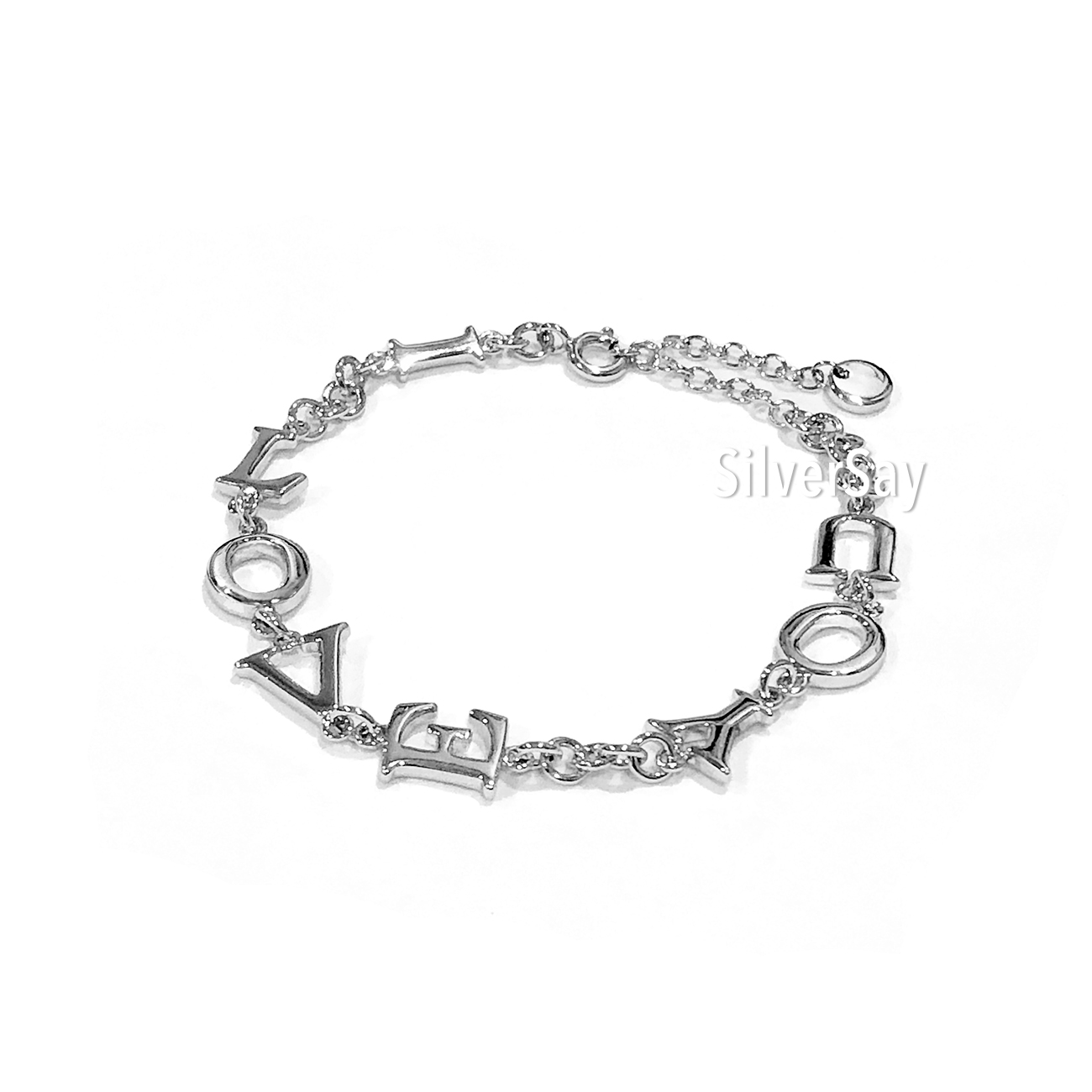 สร้อยข้อมือตัวอักษร "I LOVE YOU" แบบเกลี้ยง