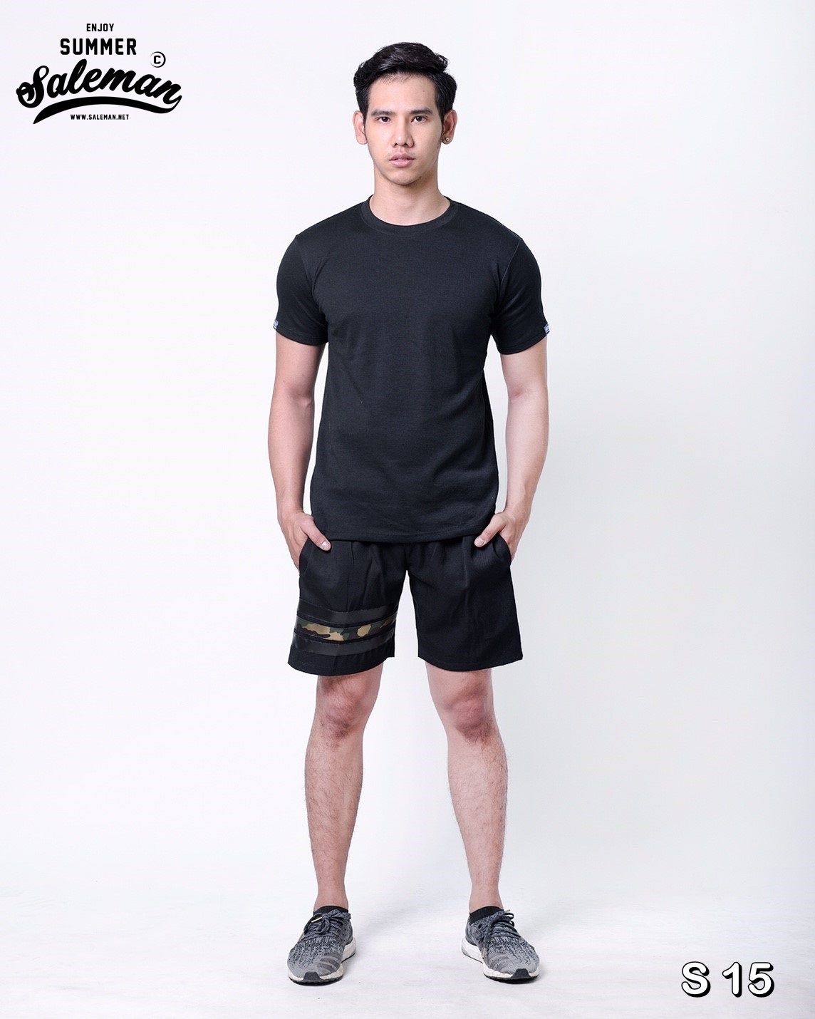 เสื้อยืดแขนสั้น S 15 สีดำ