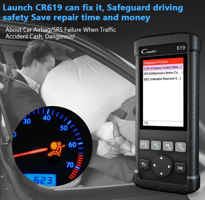 Launch OBD2 Automotive Scanner CR619 Engine ABS SRS O2 Sensor Monitoring Creader Tool ODB2 Auto Scanner OBD Car Diagnostic Tool