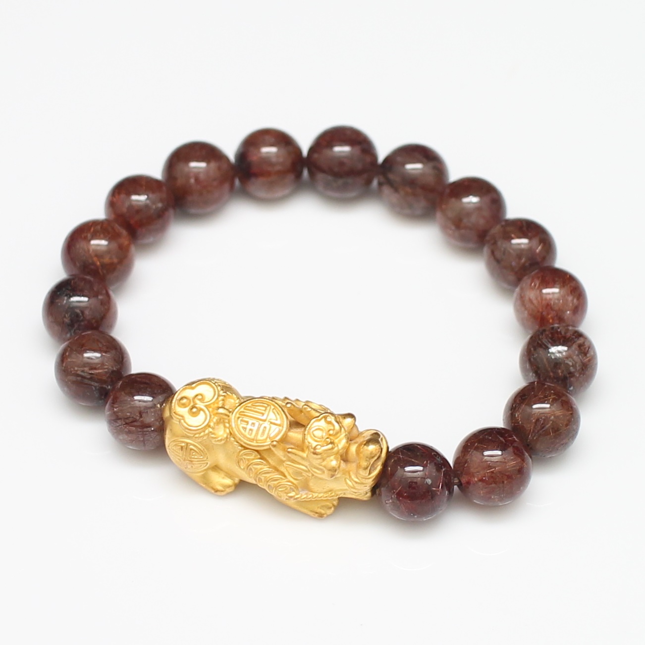 BL25159 สร้อยข้อมือปี่เซี๊ยะร้อยไหมทอง ปีเซี๊ยะทองแท้ 99.99% นน.รวม 30 กรัม ฟรีไซส์