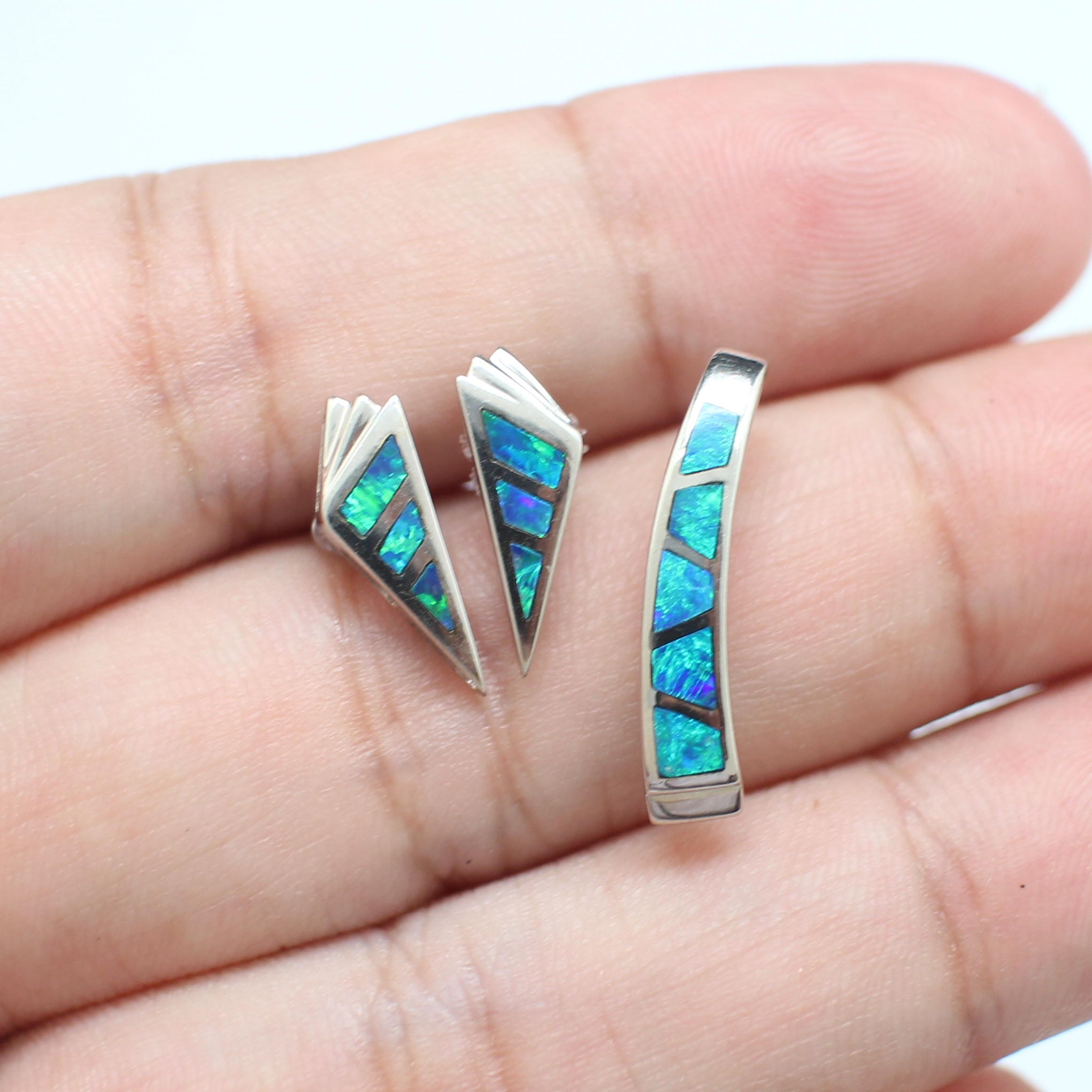 ER25447 ต่างหูพร้อมจี้โอปอลื ทองแท้ 18k นน.รวม 3.1 กรัม งานสวยไม่ซ้ำใคร