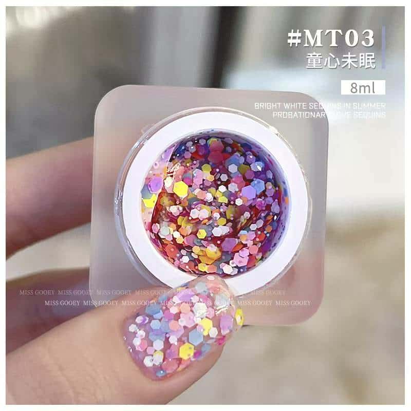 เจลตกแต่งเล็บกลิตเตอร์ เจลกากเพชร Miss Gooey Gel 8ml 💖 เจลเพ้นท์เล็บน่ารัก กลิตเตอร์แฟนซี สีสวยใสเงางาม