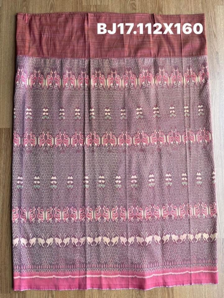 ซิ่น พระตะบอง ไหมบ้านสาวมือ ย้อมสีธรรมชาติ ขนาด 112x160ซม สีชมพูกะปิ รหัส N9-SIL-BJ17