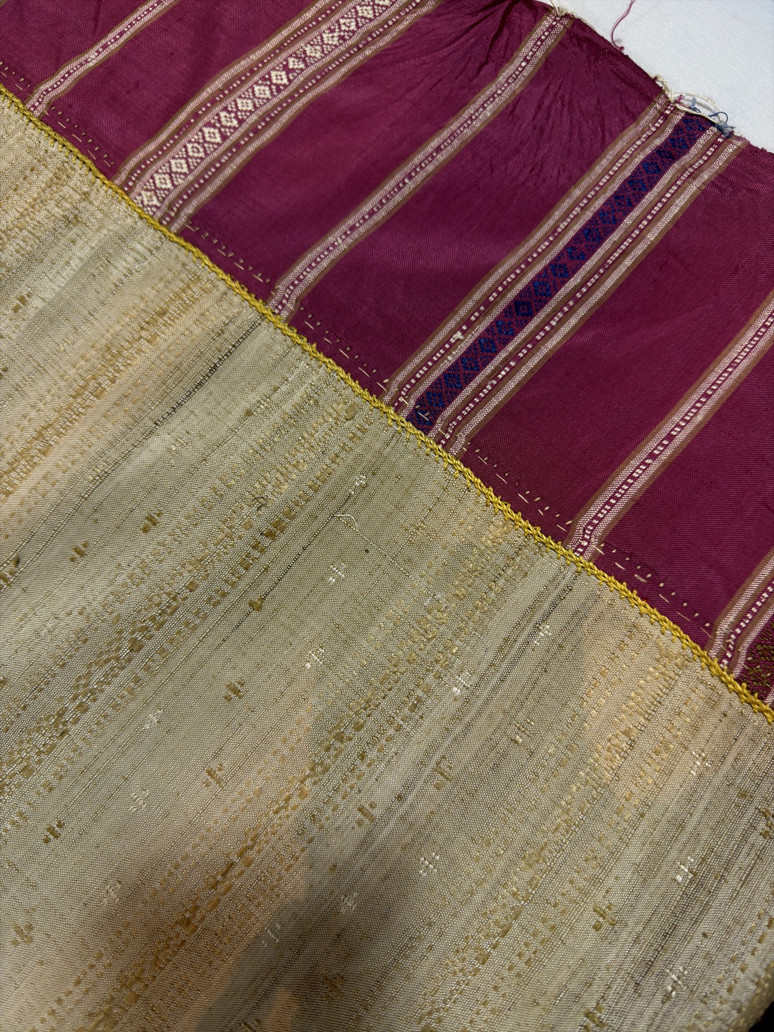 ซิ่นขิดไหม ต่อหัว ขนาด1x2เมตร สีเหลืองครีม รหัส R4F-155-1246817