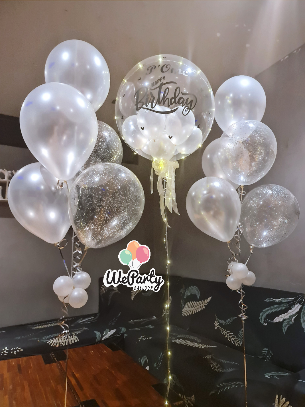 ลูกโป่งวันเกิดตกแต่งเส้นไฟLED Happy Birthday (with Helium)