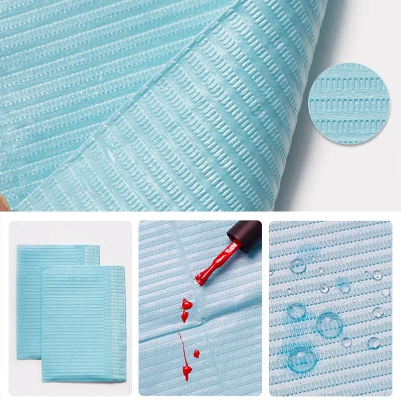 แผ่นปูโต๊ะทำเล็บ แผ่นรองโต๊ะใช้แล้วทิ้ง ผ้าปูโต๊ะกันเปื้อน กันน้ำ 125แผ่น/แพค