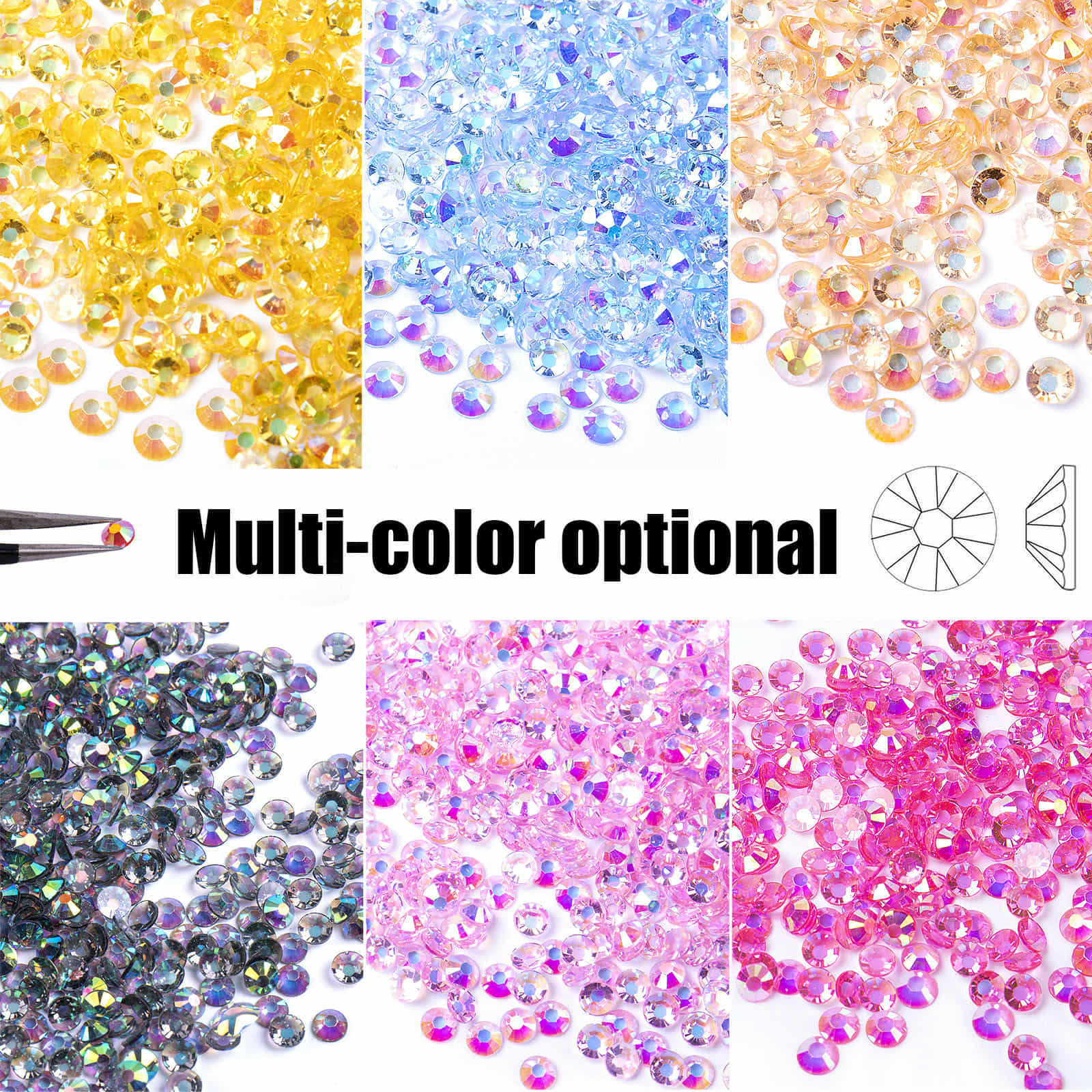 คริสตัลเล็บ เพชรติดเล็บ ขนาด2.2mm หลากสี สำหรับตกแต่งเล็บ เพ้นท์เล็บ DIY Nail Decoration