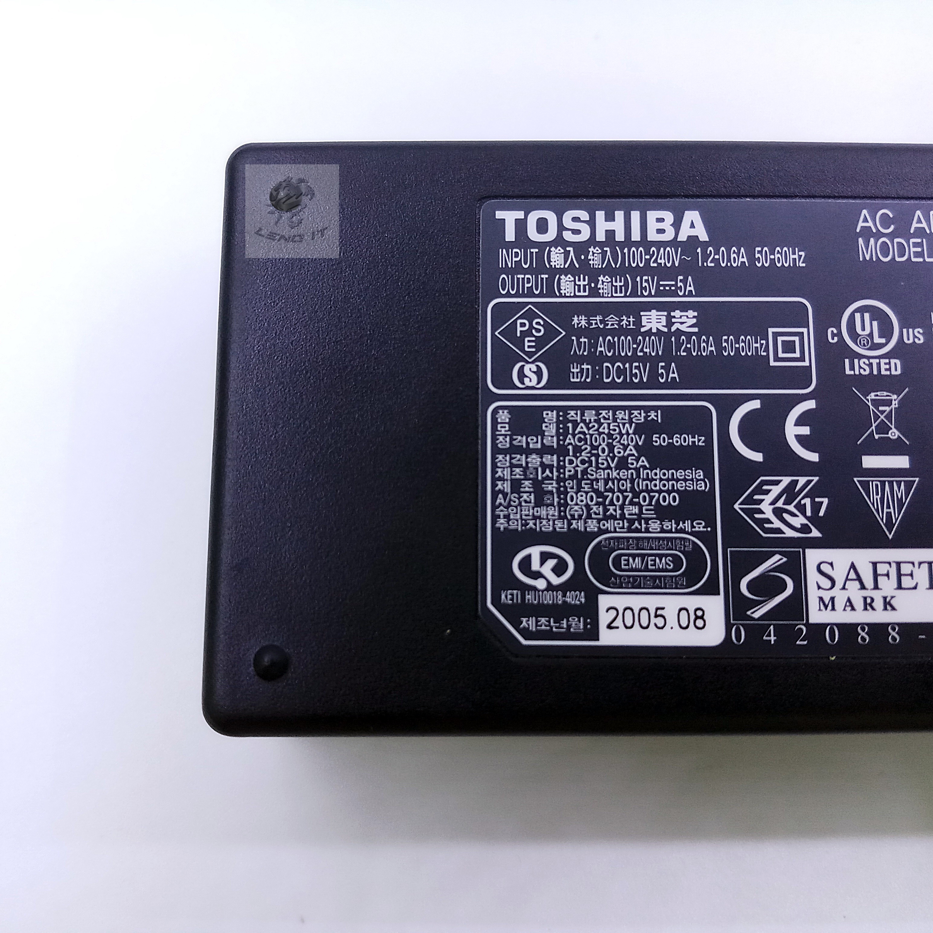 ADAPTER TOSHIBA 15V 5A 75W หัว 6.3*3.0MM (ของเทียบ OEM)